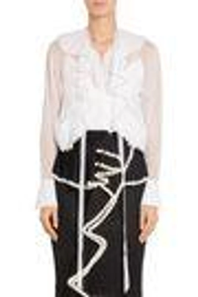 Shop Givenchy Ruffled Faux Pearl-embellished Silk-chiffon Blouse In White