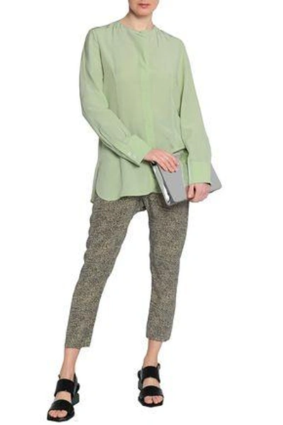 Shop Marni Woman Silk-crepe De Chine Shirt Light Green
