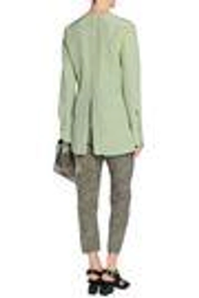 Shop Marni Woman Silk-crepe De Chine Shirt Light Green