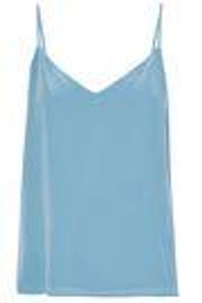 Shop L Agence Woman Jane Washed-silk Top Sky Blue