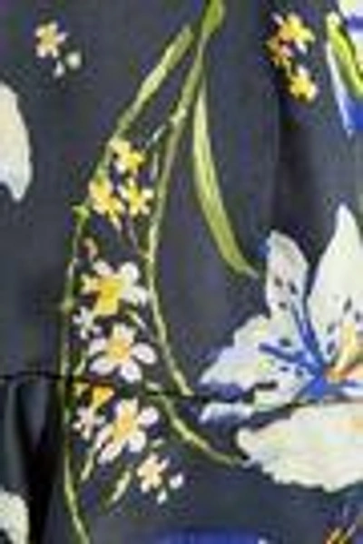 Shop Cinq À Sept Avalon Lace-trimmed Floral-print Silk-satin Top In Black
