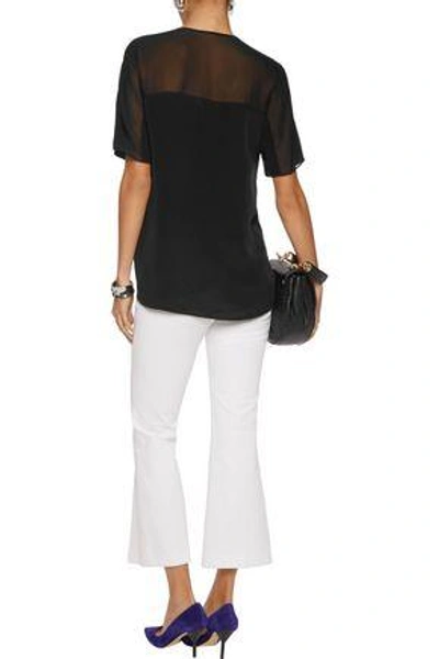 Shop 3.1 Phillip Lim / フィリップ リム Woman Voile-paneled Knotted Silk Top Black