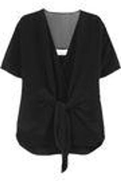 Shop 3.1 Phillip Lim / フィリップ リム Woman Voile-paneled Knotted Silk Top Black