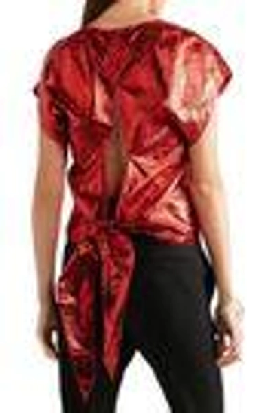 Shop Isabel Marant Woman Open-back Metallic Leather Top Red