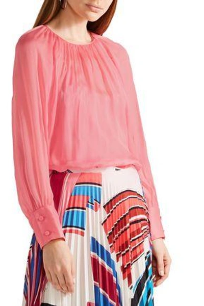 Shop Emilio Pucci Gathered Silk Blouse In Pink