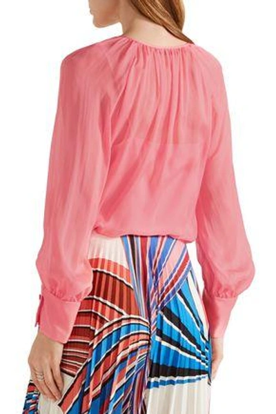 Shop Emilio Pucci Gathered Silk Blouse In Pink