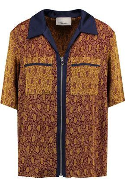 Shop 3.1 Phillip Lim / フィリップ リム Woman Satin-trimmed Jacquard Shirt Brown
