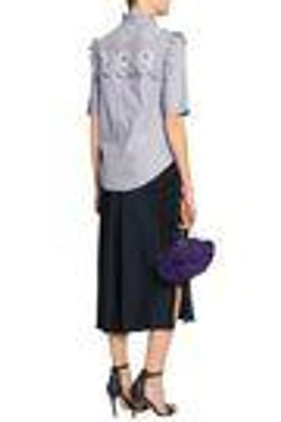 Shop Nina Ricci Woman Ruffle-trimmed Broderie Anglaise Cotton-poplin Top Lilac