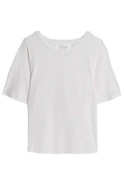 Shop Velvet By Graham & Spencer Woman Slub Linen-blend Jersey T-shirt Off-white