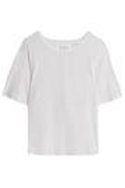 Shop Velvet By Graham & Spencer Woman Slub Linen-blend Jersey T-shirt Off-white