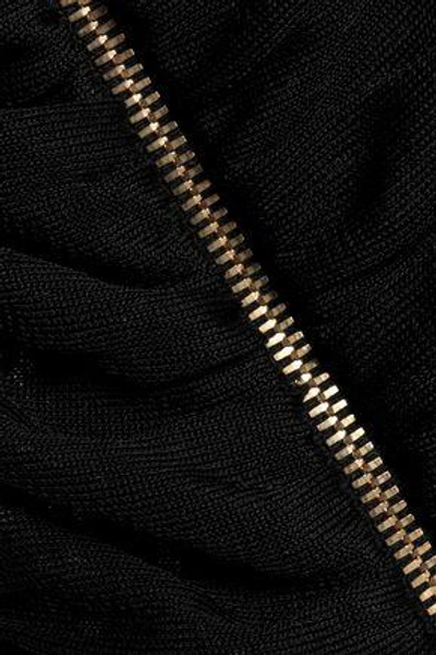 Shop Balmain Woman Ruched Knitted Bodysuit Black