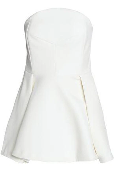 Shop Nicholas Woman Strapless Fluted Pleated Crepe Top Ivory