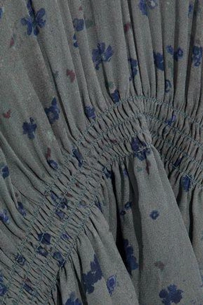 Shop Iro Woman Cutout Ruffled Floral-print Chiffon Peplum Blouse Gray