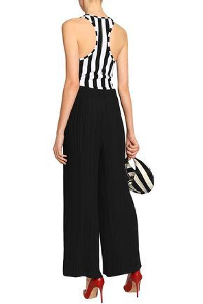 Shop Nina Ricci Woman Striped Stretch-jersey Bodysuit Black