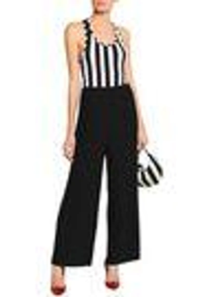Shop Nina Ricci Woman Striped Stretch-jersey Bodysuit Black