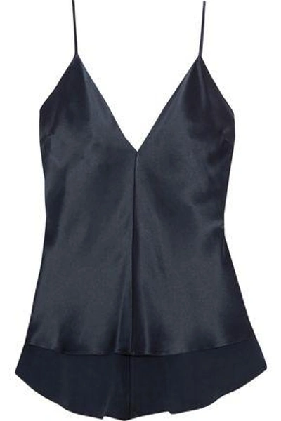 Shop Juan Carlos Obando Silk-charmeuse Camisole In Navy