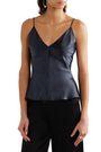 Shop Juan Carlos Obando Silk-charmeuse Camisole In Navy