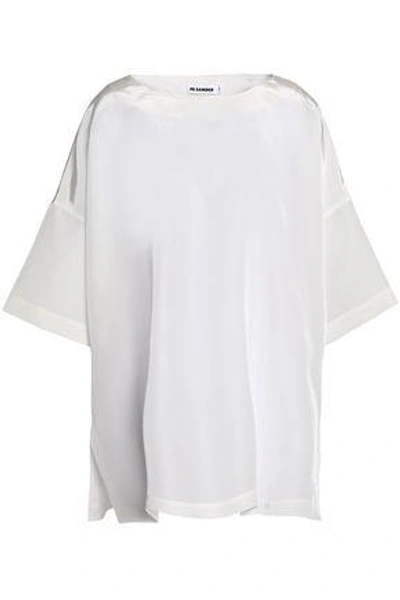 Shop Jil Sander Woman Oversized Sateen Top Off-white