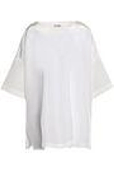 Shop Jil Sander Woman Oversized Sateen Top Off-white