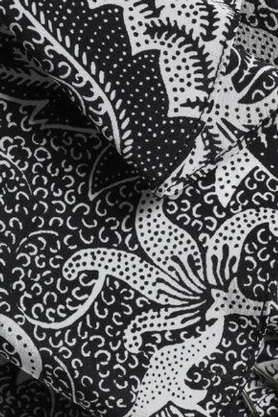 Shop Diane Von Furstenberg Woman Ruffled Printed Silk Blouse Black
