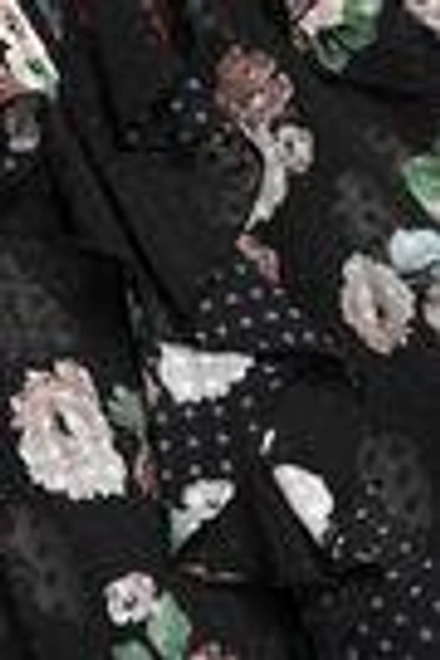 Shop Nicholas Cold-shoulder Ruffled Floral-print Fil Coupé Silk-blend Chiffon Blouse In Black