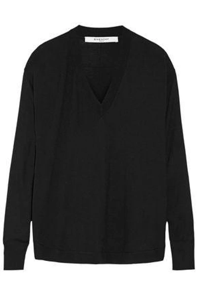 Shop Givenchy Woman Wool And Silk-blend Sweater In Black Black