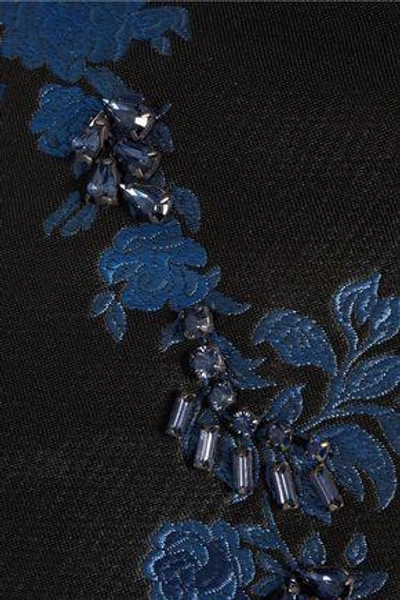 Shop Stella Mccartney Woman Mirella Crystal-embellished Floral-jacquard Top Bright Blue