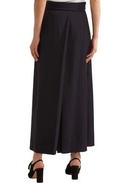 Shop The Row Skannt Belted Crepe Wide-leg Pants In Midnight Blue