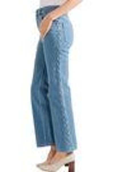 Shop Chloé Scalloped High-rise Flared Jeans In Mid Denim