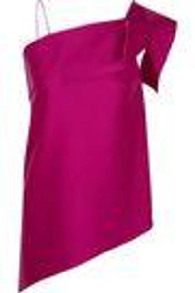 Shop Roland Mouret Woman Iver One-shoulder Asymmetric Satin Top Pink