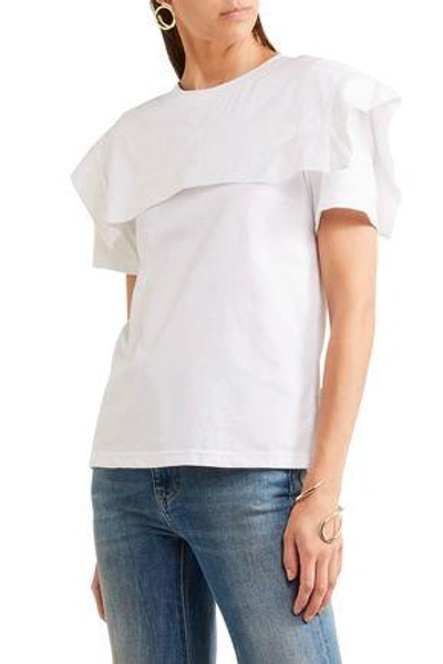 Shop Chloé Woman Bib-detailed Cotton-jersey T-shirt White