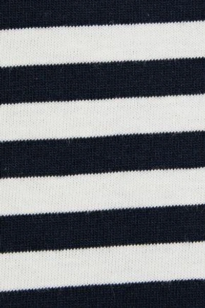 Shop Chinti & Parker Woman Appliquéd Striped Cotton-jersey Top Black