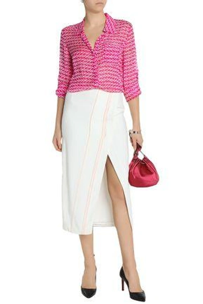 Shop Diane Von Furstenberg Woman Printed Silk-chiffon Shirt Fuchsia