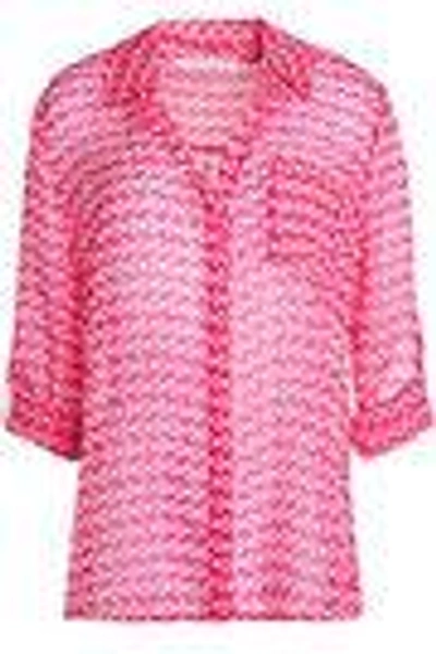 Shop Diane Von Furstenberg Woman Printed Silk-chiffon Shirt Fuchsia