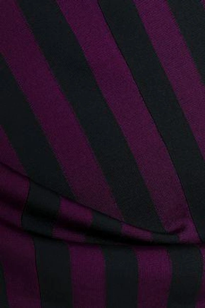 Shop Nina Ricci Woman Striped Stretch-knit Bodysuit Violet