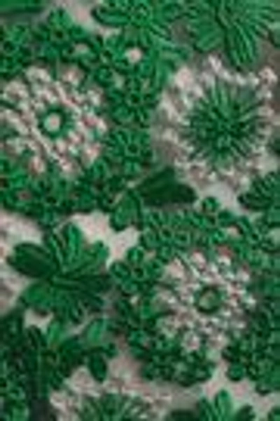 Shop Raoul Woman Poplin-trimmed Embroidered Organza Shirt Jade