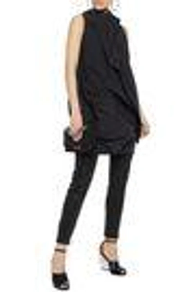 Shop Rick Owens Woman Open-back Gathered Cotton And Silk-blend Faille Top Black