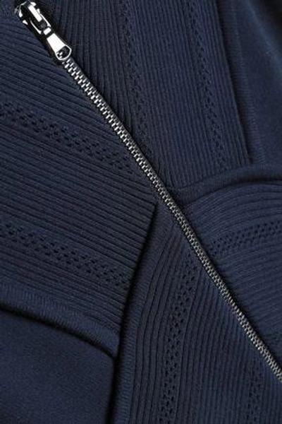 Shop Antonio Berardi Woman Pointelle-trimmed Stretch-knit Top Blue