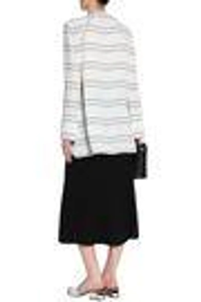 Shop Proenza Schouler Woman Knotted Fringe-trimmed Striped Crepe Blouse Off-white
