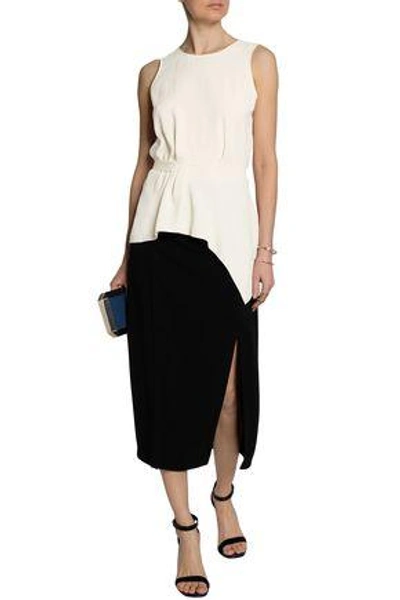 Shop Halston Heritage Woman Asymmetric Draped Crepe Top Ivory