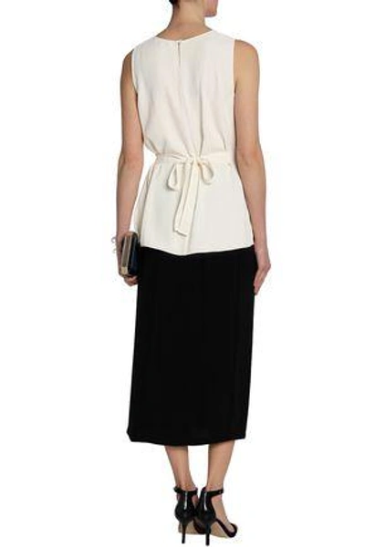 Shop Halston Heritage Woman Asymmetric Draped Crepe Top Ivory