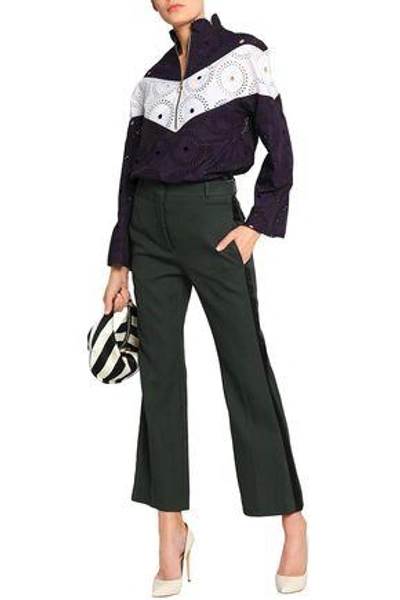 Shop Nina Ricci Woman Broderie Anglaise Cotton Blouse Dark Purple