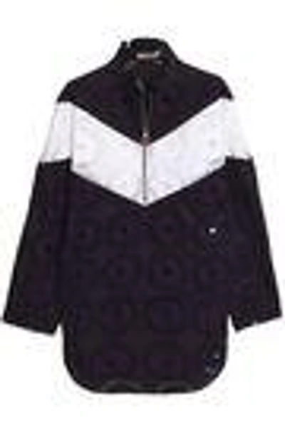 Shop Nina Ricci Woman Broderie Anglaise Cotton Blouse Dark Purple