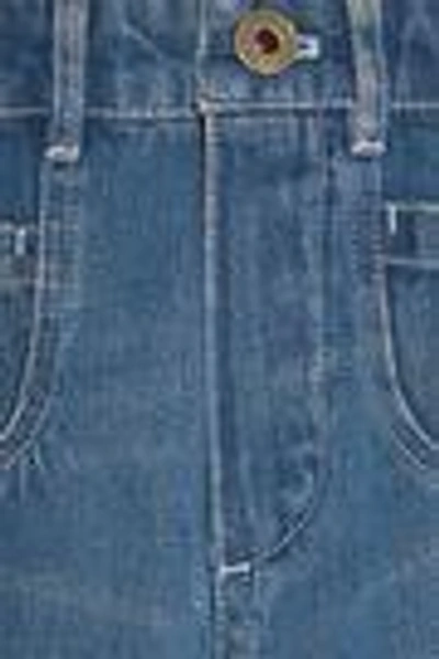 Shop Chloé Woman Frayed High-rise Wide-leg Jeans Mid Denim