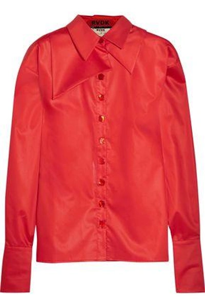 Shop Ronald Van Der Kemp Woman Silk-trimmed Layered Cotton-sateen Shirt Red