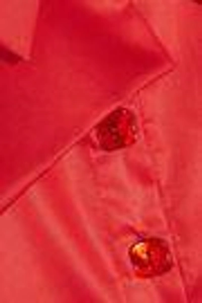 Shop Ronald Van Der Kemp Woman Silk-trimmed Layered Cotton-sateen Shirt Red