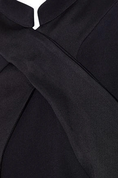 Shop Antonio Berardi Woman Wrap-effect Satin-trimmed Crepe Blouse Black