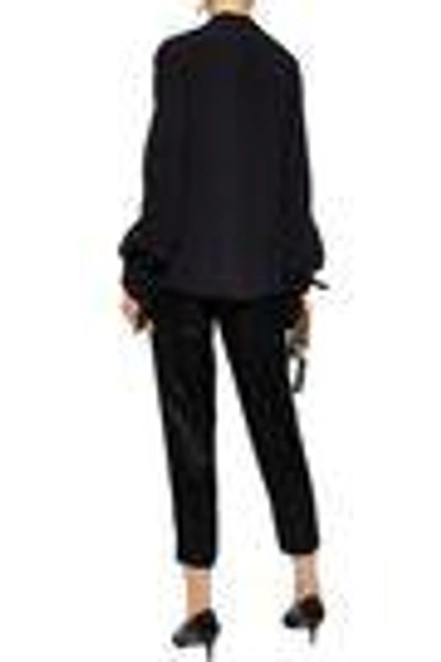 Shop Antonio Berardi Woman Wrap-effect Satin-trimmed Crepe Blouse Black