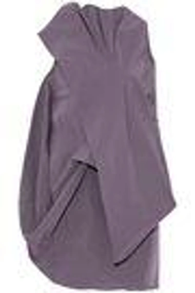 Shop Rick Owens Woman Open-back Gathered Cotton And Silk-blend Faille Top Lilac