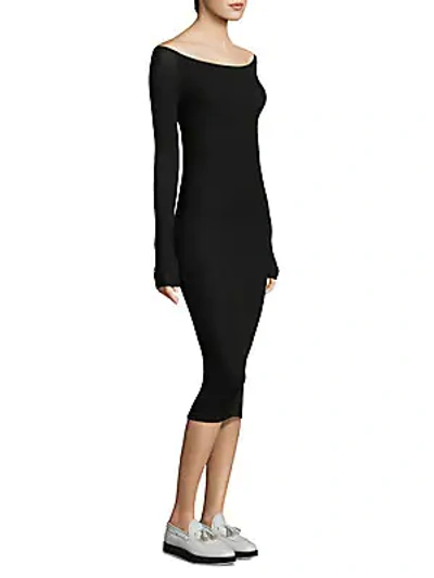 Shop Atm Anthony Thomas Melillo Ribbed Long-sleeve Dress In Black